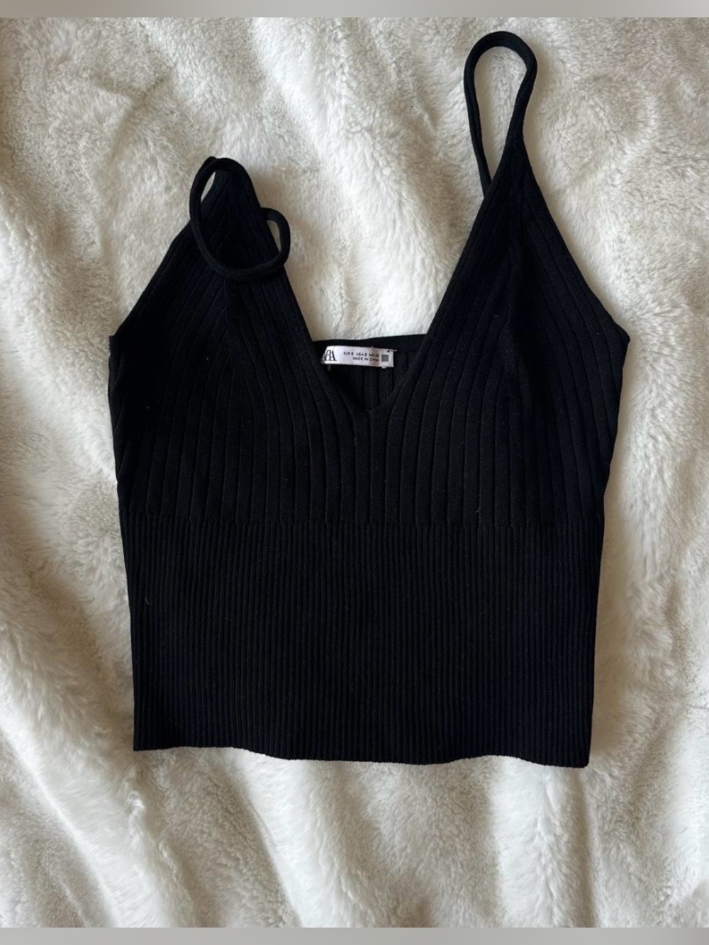 Black Ribbed V-Neck Camisole, knitwear cami